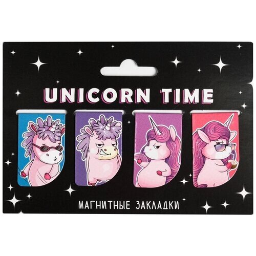 ArtFox Магнитные закладки Unicorn time на открытке, 4 шт от компании М.Видео - фото 1