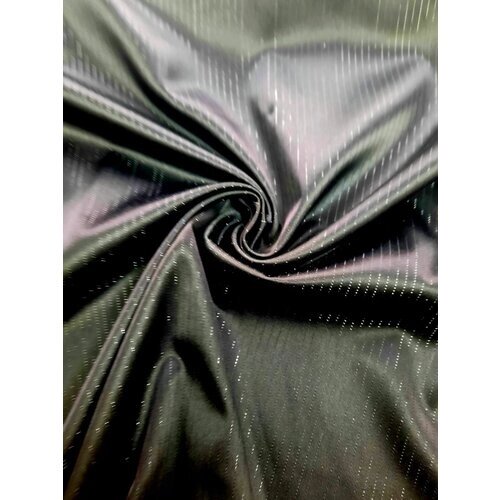 Атлас c люрексом, блестящие полоски, черный цвет от компании М.Видео - фото 1