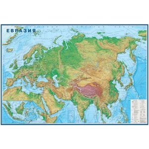 Атлас-принт Настенная физико-политичеcкая карта Евразии/ размер157 х107