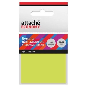 Attache Economy Стикеры с клеевым краем Economy 51x51 см, 1266183 неоновый желтый 75 г/м² 1 шт. 100 листов