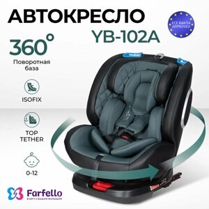 Автокресло детское ISOFIX Farfello YB102A, от 0 до 12 лет, от 0 до 36 кг, экокожа, в комплекте анатомический вкладыш, цвет зеленый