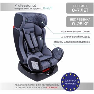 Автокресло группа 0/1/2 (до 25 кг) Amarobaby Professional, серый/черный