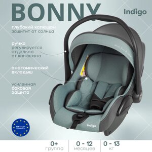 Автокресло Indigo BONNY, группа 0+0-13 кг, зеленый-серый