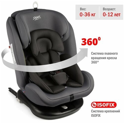 Автокресло SIGER престиж isofix (группа0+I/II/III графит