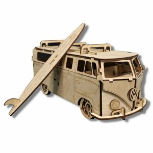 Автомобиль "Фольксваген Автобус, Сборный конструктор из фанеры, из дерева. 3D модель"