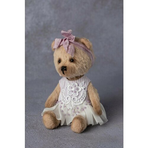 Авторская игрушка "Тедди мишка с розовым ободком" ручная работа, тедди, интерьерная от компании М.Видео - фото 1