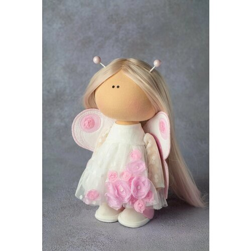 Авторская кукла "Девочка бабочка розовая" ручной работы, интерьерная от компании М.Видео - фото 1