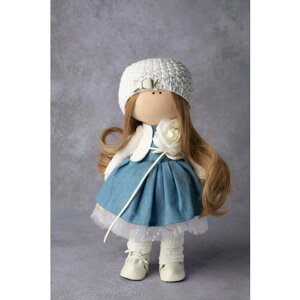 Авторская кукла "Девочка в берете" ручной работы , текстильная, интерьерная