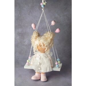 Авторская кукла "Малышка на качели" ручной работы, текстильная