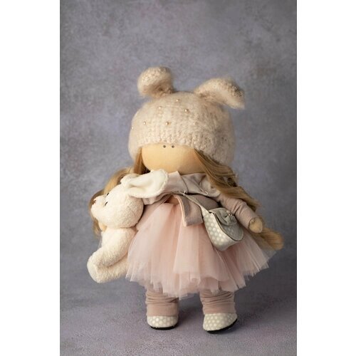Авторская кукла " Малышка с зайкой" ручная работа, текстильная, интерьерная