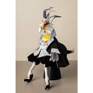 Авторская кукла "Птица Секретарь" ручная работа, интерьерная, текстильная