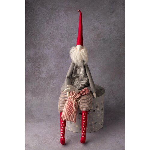 Авторская кукла "Санта Клаус серый" ручная работа, интерьерный от компании М.Видео - фото 1