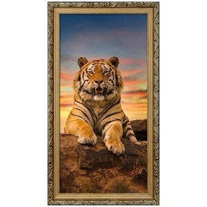 АЖ-4142 Картина стразами 'Довольный тигр' 30*60см