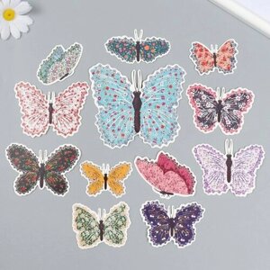 Бабочки картон Цветочки Ситец набор 12 шт h-4-10 см