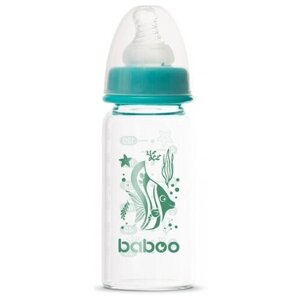Baboo Бутылочка с узким горлышком и силиконовой соской, 120 мл, с 0 месяцев, с рождения, зелeный