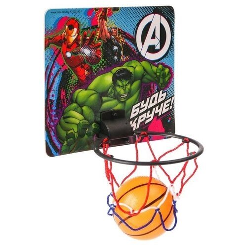 Баскетбольный набор с мячом «Мстители», диаметр мяча 8 см, диаметр кольца 13,5 см от компании М.Видео - фото 1
