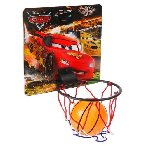 Баскетбольный набор с мячом «Тачки», диаметр мяча 8 см, диаметр кольца 13,5 см от компании М.Видео - фото 1