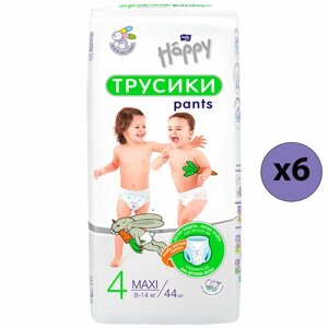 Bella Baby Happy Трусики Maxi 4, 8-14 кг, 44 шт, 6 упаковок