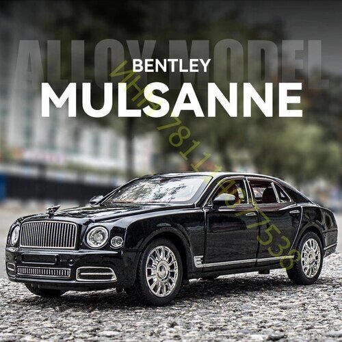 Bentley Mulsanne Бентли машинка (1:24) 21 см звездное небо, открыв. двери, капот, багажник, поворачиваются колеса, свет и звук, черная от компании М.Видео - фото 1