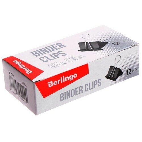 Berlingo Зажимы для бумаг 32 мм, 12 штук, чёрные от компании М.Видео - фото 1