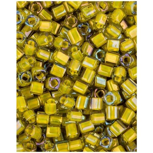Бисер Toho Cube, кубический, размер 1,5 мм, цвет: Окрашенный изнутри глянцевый черный бриллиант/непрозрачный желтый (246), 10 грамм