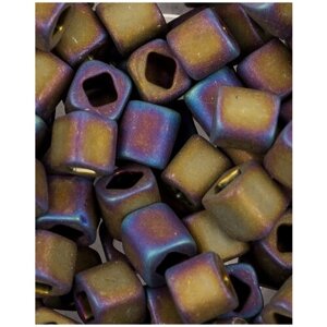 Бисер Toho Cube, кубический, размер 4 мм, цвет: Матовый радужный пурпурный ирис (615), 10 грамм