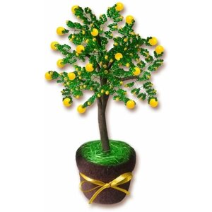Бисероплетение набор для творчества "Лимонное дерево", высота 16 см, цветы и деревья из бисера