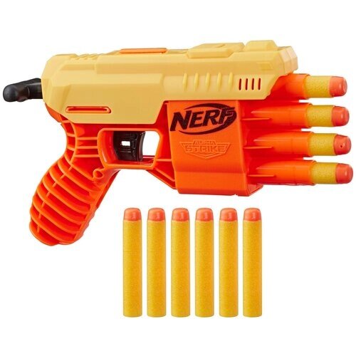 Бластер Nerf Alpha Strike Fang QS-4, E6973, 44 см, желтый/оранжевый от компании М.Видео - фото 1