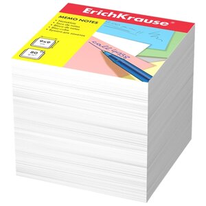 Блок бумаги для записей ErichKrause, 9 x 9 x 9 cм, белизна бумаги 98%плотность 80 г/м2, люкс, белый