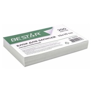Блок для записей BESTAR непроклеенный, блок 15х10 см, 200 листов, белый, белизна 90-92%123004 - 4 шт.
