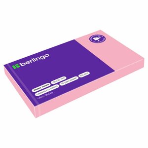 Блок для записей самоклеящийся Berlingo "Ultra Sticky", 125х75 мм, 100л, розовый