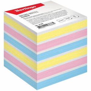 Блок для записи на склейке Berlingo "Rainbow" 8*8*8см, цветной, пастель - 2 шт.