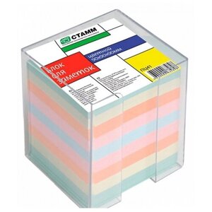Блок для записи СТАММ "Basic", 9х9х9 см, пластиковый бокс, цветной (ПЦ41)