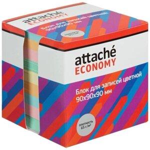 Блок-кубик для записей Attache Economy, 90x90x90мм, разноцветный (65 г/кв. м)