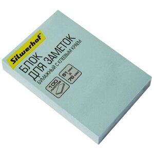 Блок самоклеящийся бумажный "Silwerhof", 51x76 мм, 100 листов, цвет: пастель голубой, арт. 682155-04