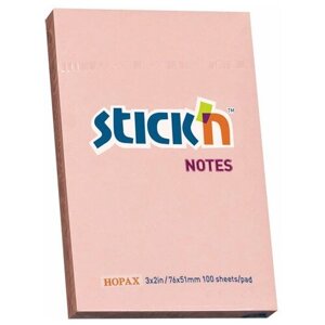 Блок самоклеящийся бумажный Stick`n 21145 51x76мм 100лист. 70г/м2 пастель розовый (12 шт. в упаковке)