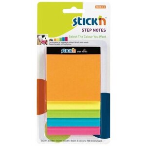 Блок самоклеящийся бумажный Stick`n Magic 21423 150 листов неон 5 цветов в упаковке несколько размеров