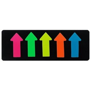 Блок-закладка "Стрелки" с липким краем 5 x 15 x 51 мм, пластик, 5 цветов по 25 листов, флуоресцентный, микс