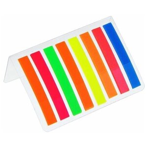 Блок-закладки с липким краем 5 мм х 45 мм, пластик, 21 лист, в блистере, 8 цветов, микс