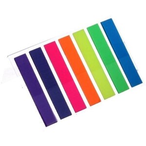 Блок-закладки с липким краем 8 мм х 45 мм, пластик, 20 листов, флуоресцентные, 7 цветов, 2 штуки