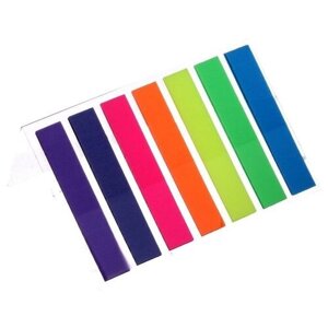 Блок-закладки с липким краем 8 мм х 45 мм, пластик, 20 листов, флуоресцентные, 7 цветов