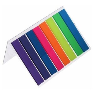 Блок-закладки с липким краем 8 мм x 45 мм, пластик, 20 листов, флуоресцентный, 8 цветов