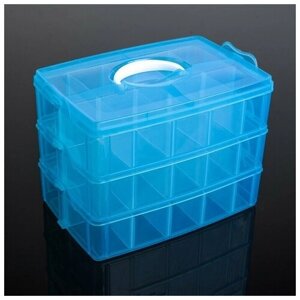 Бокс пластиковый для хранения, 3 яруса, 30 ячеек, 25x17x18 см, цвет микс