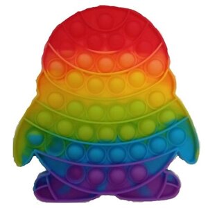 Большая Сенсорная игрушка антистресс Поп Ит с пузырьками Вечная пупырка - Тактильная успокоительная нажимная игрушка . Пингвин.