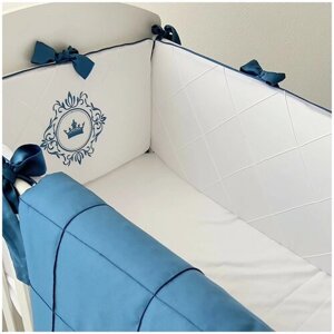 Бортики в детскую кроватку для новорожденного "Безмятежность" на кроватку 120*60 см на 3 стороны, синий