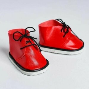 Ботинки для куклы Завязки, длина подошвы: 7,5 см, 1 пара, цвет красный