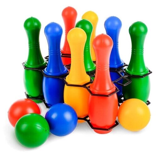 Боулинг цветной: 9 кеглей, 4 шара от компании М.Видео - фото 1