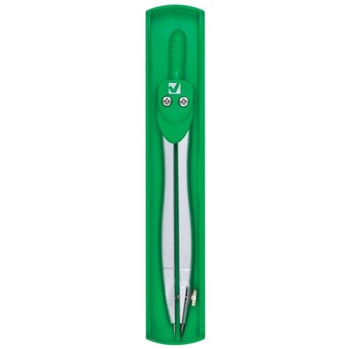 BRAUBERG Циркуль Klasse 11.5 см пластиковый пенал (210313), зеленый/металлик от компании М.Видео - фото 1