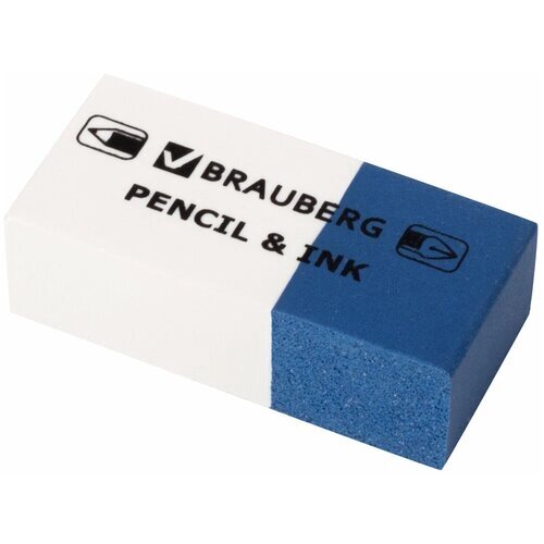 BRAUBERG Ластик Brauberg Pencil & Ink, 39х18х12 мм, для ручки и карандаша, бело-синий, 229578, 36 шт. от компании М.Видео - фото 1