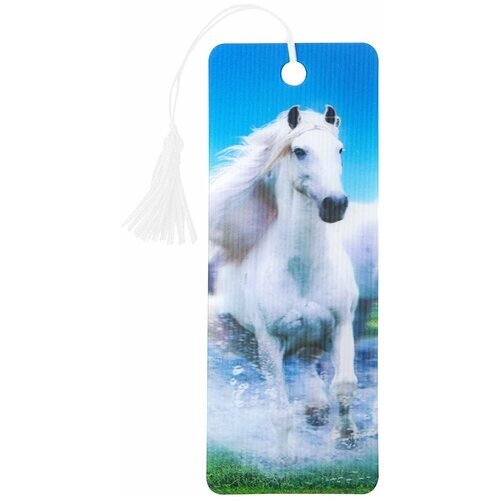 BRAUBERG Закладка для книг 3d, brauberg, объемная, белый конь , с декоративным шнурком-завязкой, 125753, 12 шт. от компании М.Видео - фото 1